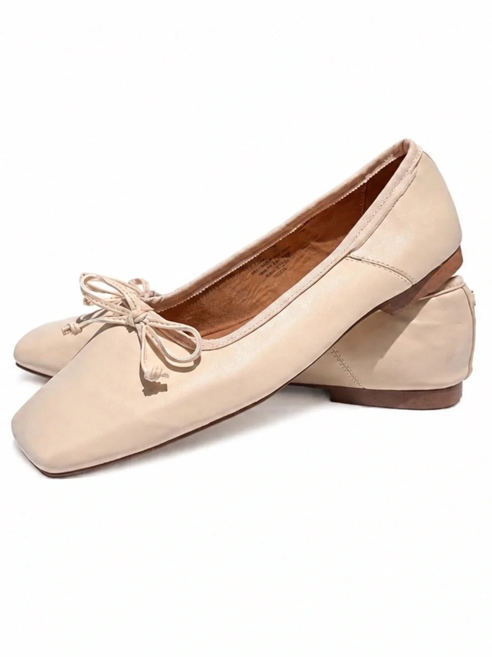 Circus by Sam Edelman Beige Cream Square Toe Ballet Flats with Bow Size 10 - Picture 3 of 11